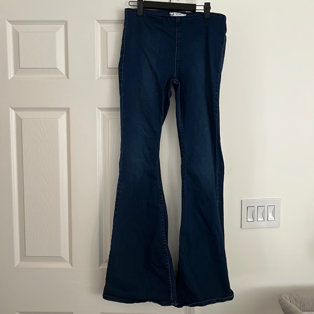 Free People Pull On Super Flare Jeans